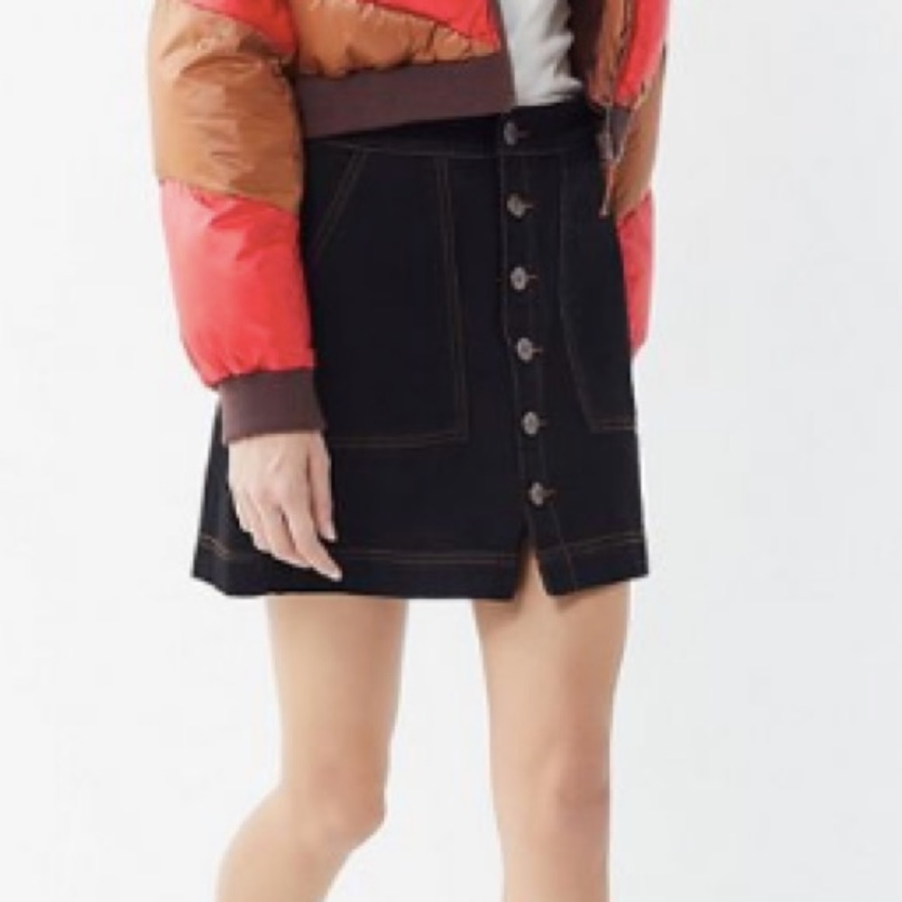 XS black BDG denim button skirt